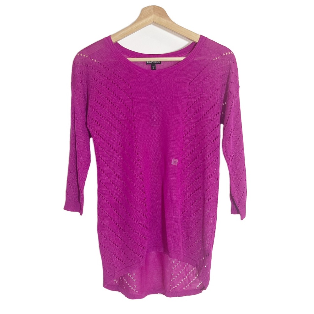 NWT Express Knit Top Hi-Low Hem Lightweight Magenta Purple Sz S